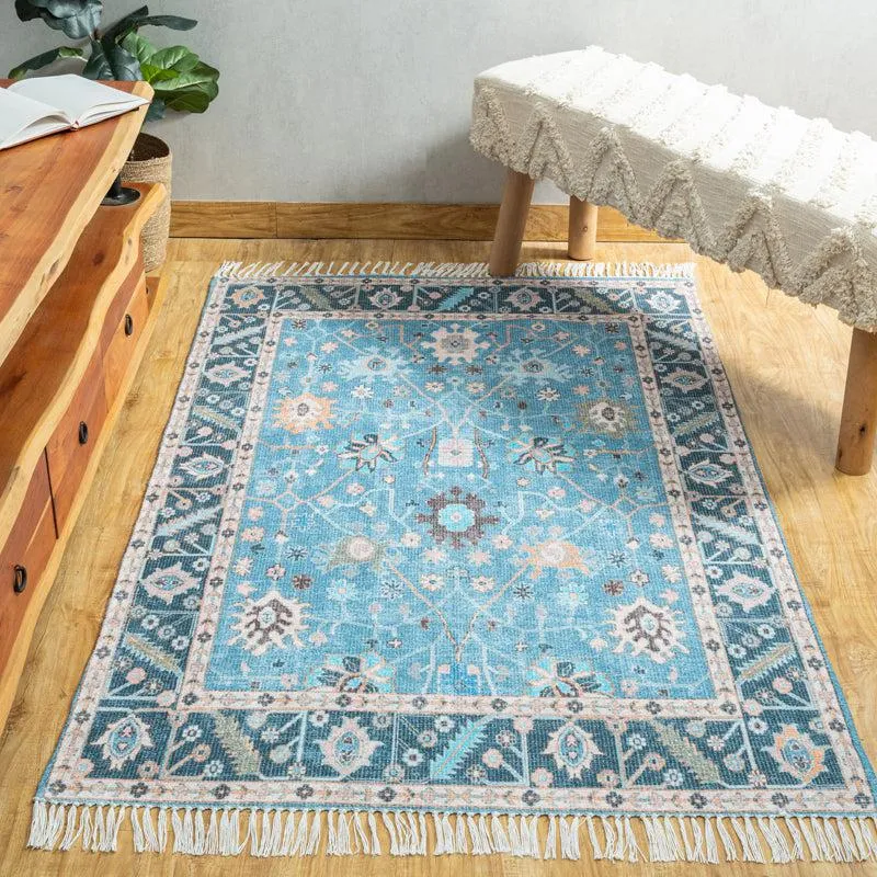 Tariq Hand Woven & Printed Cotton Dhurries media 1