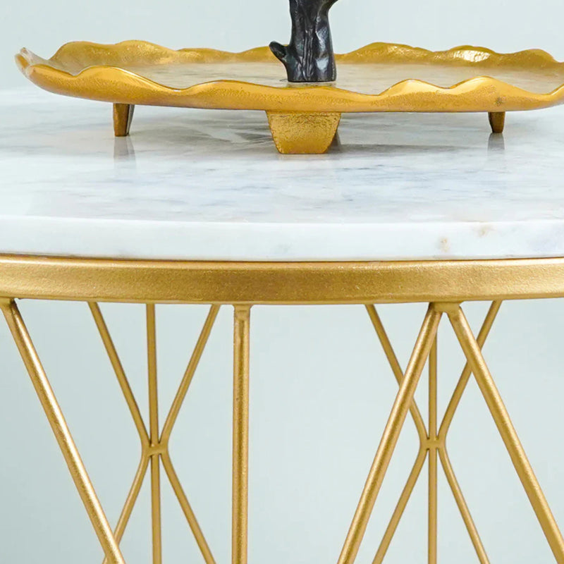 Aurum Grid Accent Table with Marble Top media 6