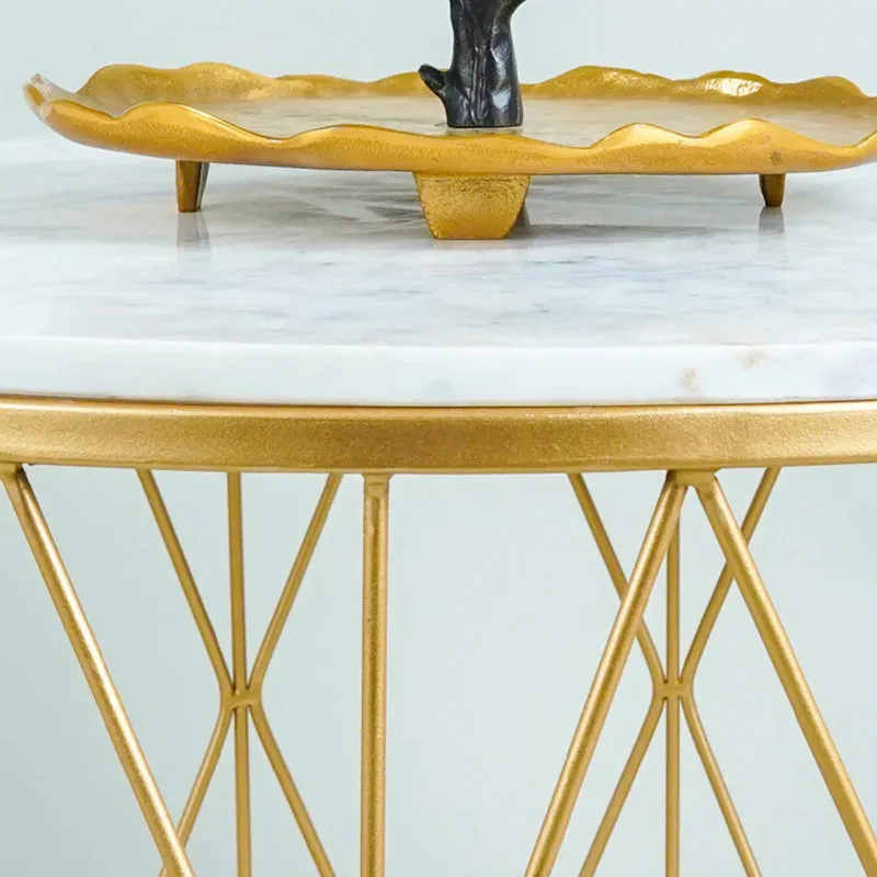 Aurum Grid Accent Table with Marble Top media 6