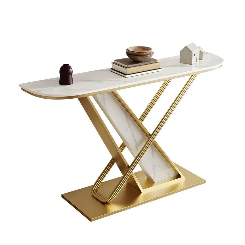 Premium Metal Console Table with Marble Top - Large media 4