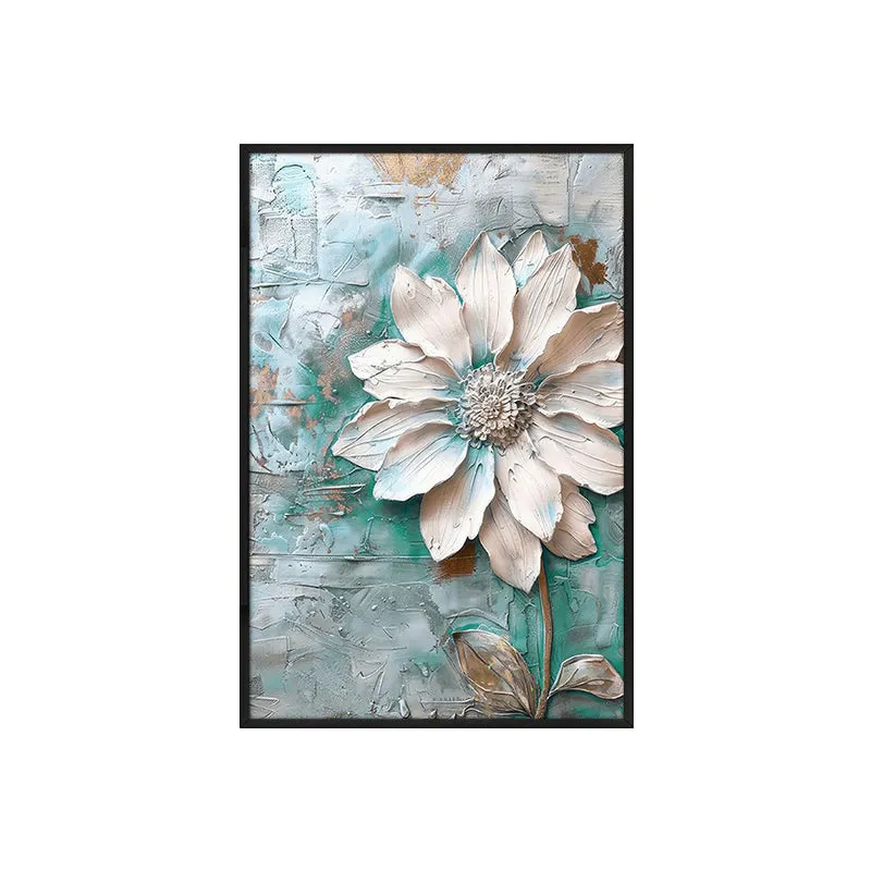 Frosted Elegance Floral Poly Canvas Wall Painting With Frame media 4