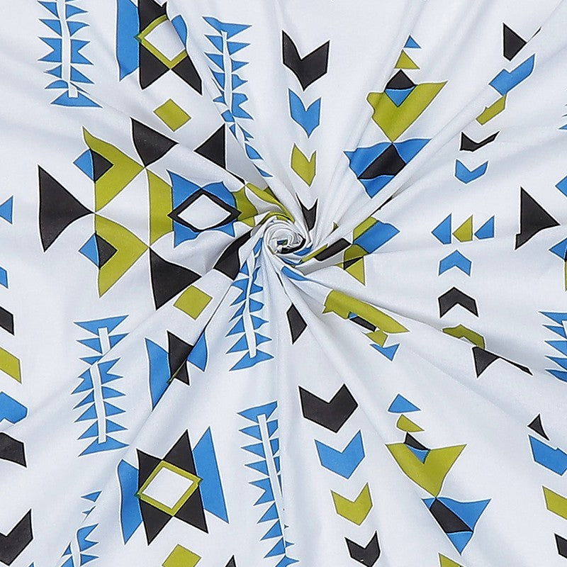 Monte Carlo Magique Angle Cotton Bedsheet (White,Blue) - 104 TC media 9
