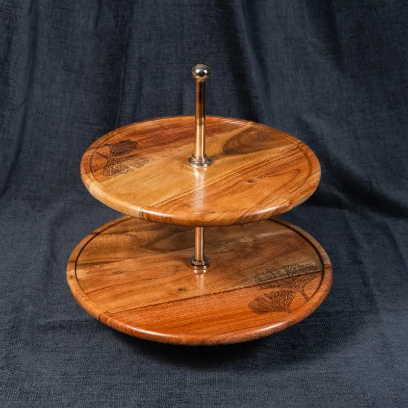 Ornate Pattern Print Wooden Two-Tier Cake Stand media 3