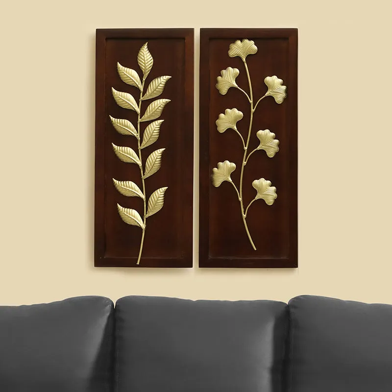 Golden Herbarium Metal & Wood Wall Accent - Set Of Two media 1