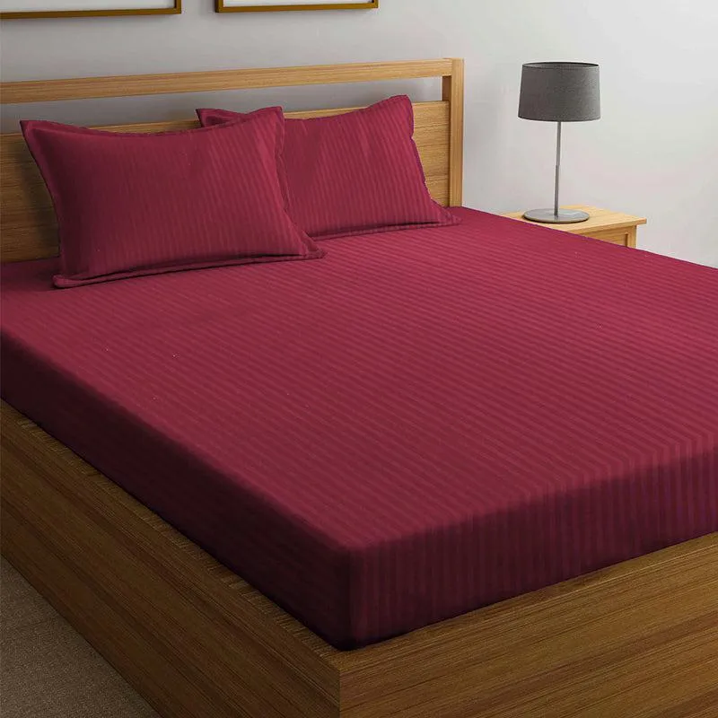 Onyx Stripes Bedsheet (Maroon) - 150 GSM media 1