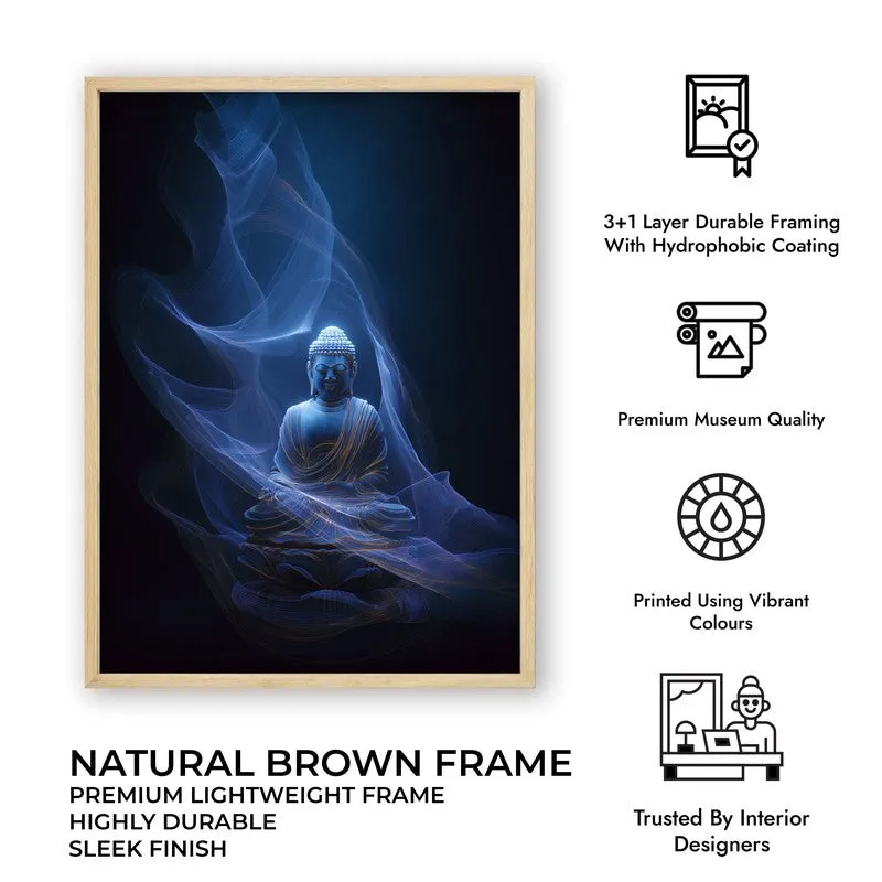 Ethereal Buddha Archival Paper Wall Painting With Brown Frame media 9