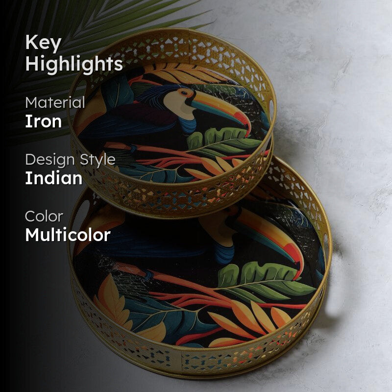 Toucan Round Metal Serving Tray - Set Of Two media 2