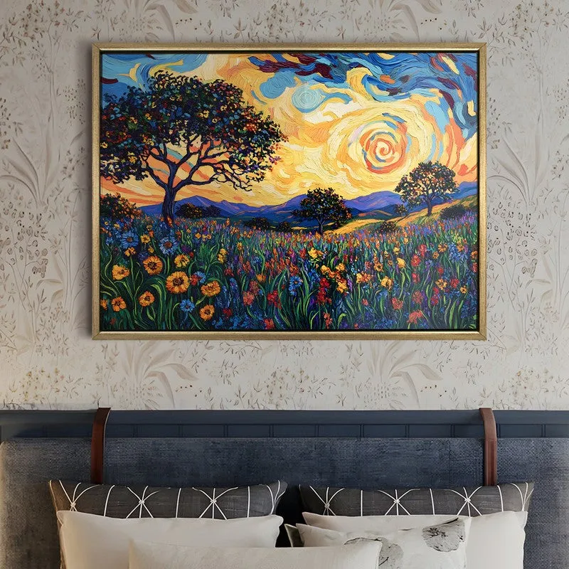 Sunfire Landscape Canvas Wall Painting With Frame media 5
