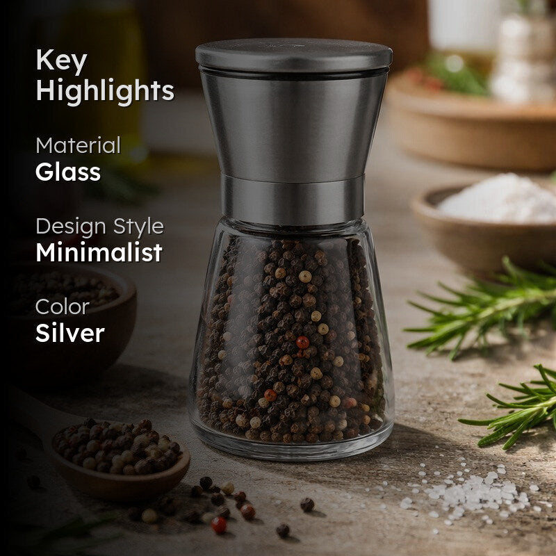 Stylish Minimalist Glass Salt & Pepper Grinder media 2