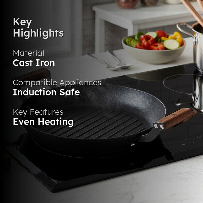 Bergner Odin Iron Round Grill pan With Wooden Handle - 28 CM media 2