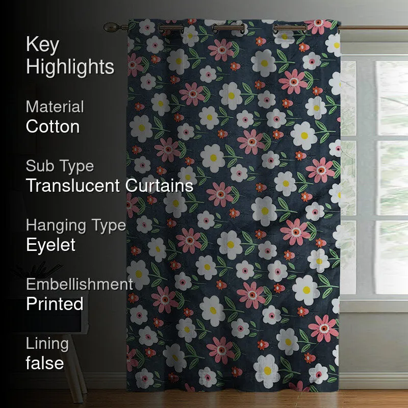 Anas Floral Cotton Curtain media 2