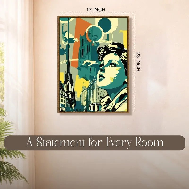 Skyline Lady Canvas Wall Art With Frame media 10