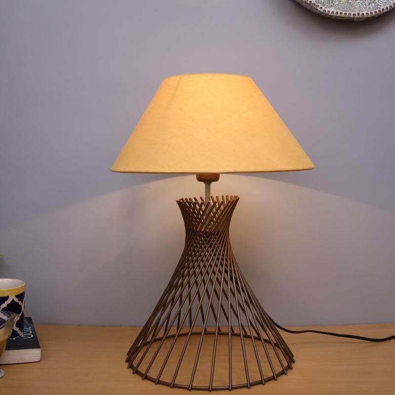 Spiral Affairs Fabric Table Lamp - Yellow,Gold
