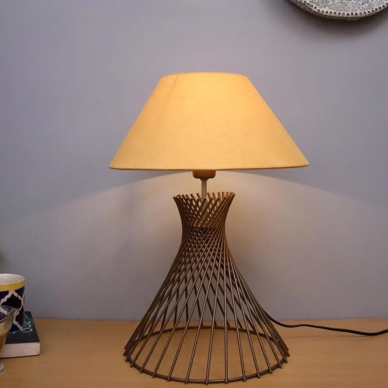 Spiral Affairs Fabric Table Lamp - Yellow,Gold media 1