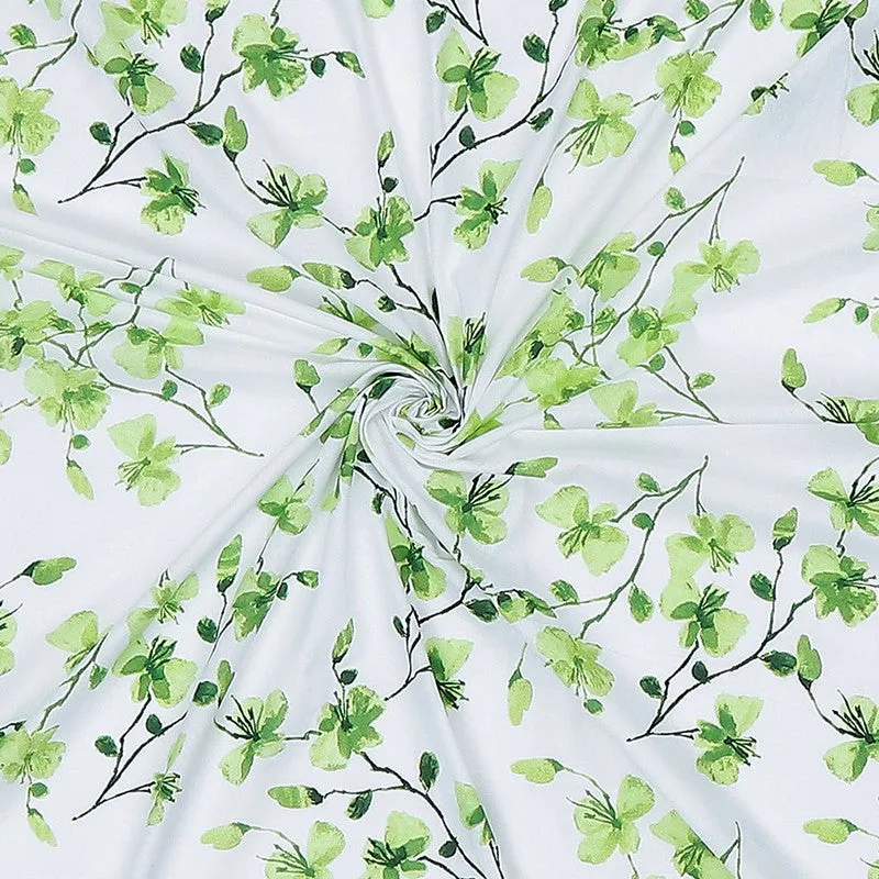 Monte Carlo Floraline Cotton Bedsheet (White,Green) - 104 TC media 9