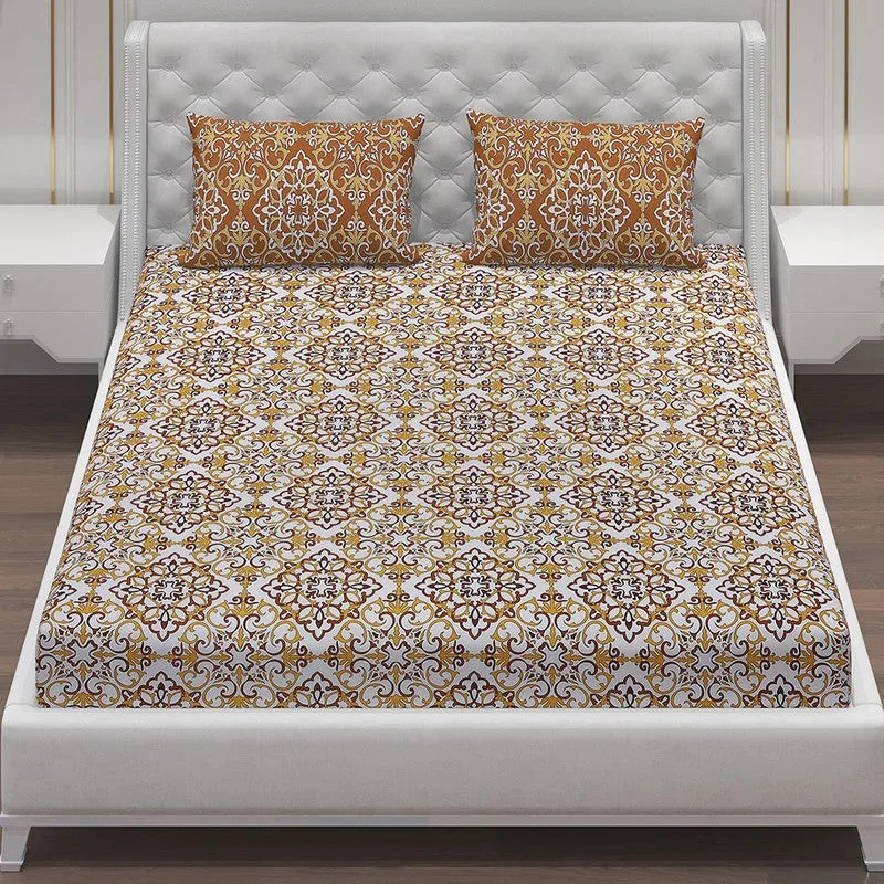 Monte Carlo Petal Aura Cotton Bedsheet (Beige,White) - 104 TC media 4
