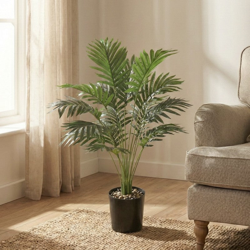 Palmora Artificial Areca Palm Plant With Black Plastic Pot - 2.5 ft media 2