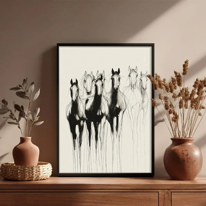 Horse Beyond Lines Wall Painting With Black Frame media 6