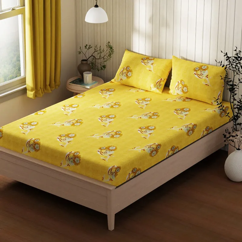 Lopez Flora Cotton Bedsheet (Yellow) - 120 TC media 4