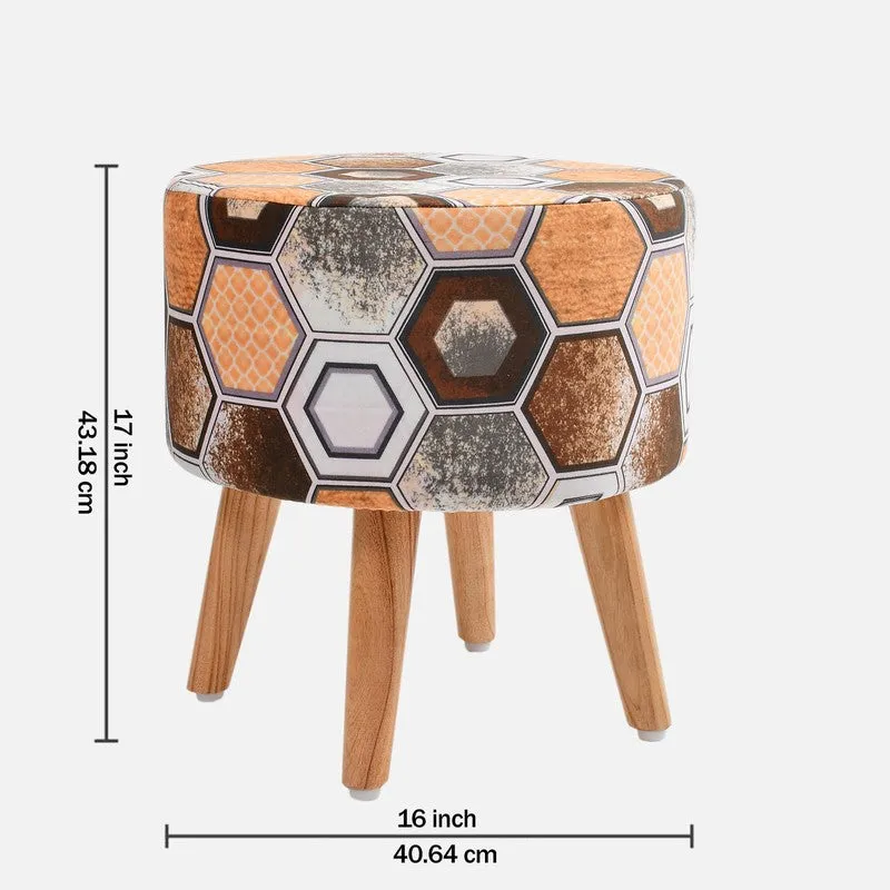 Rustic Geometric Velvet Ottoman - Multicolor media 7