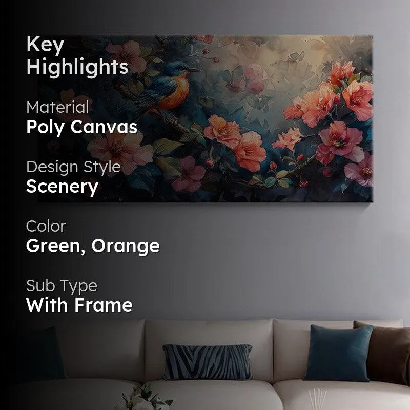 Spirited Floral And Bird Wall Painting media 2