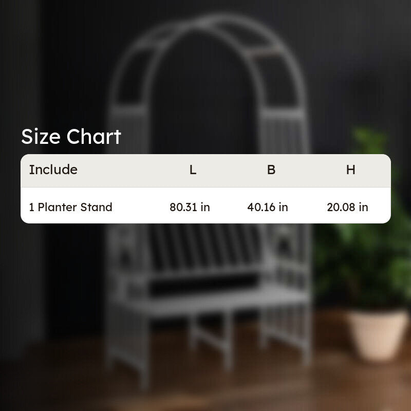 Arch Arbor Metal Outdoor Bench With Planter Stand - White media 9