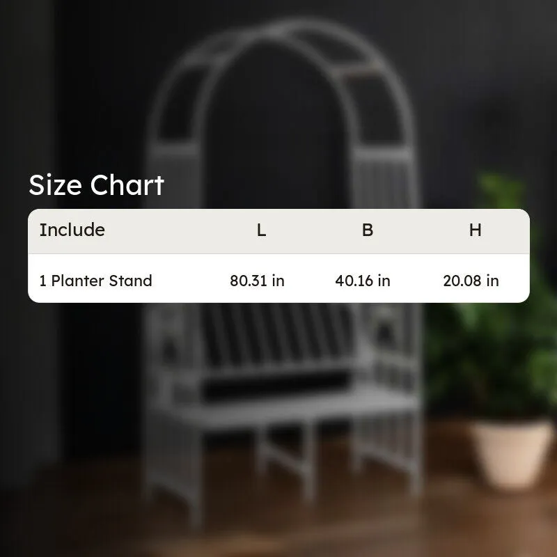 Arch Arbor Metal Outdoor Bench With Planter Stand - White media 9