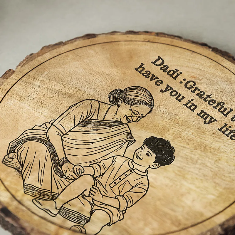 Grateful To Dadi Wood Showpiece - Round media 4