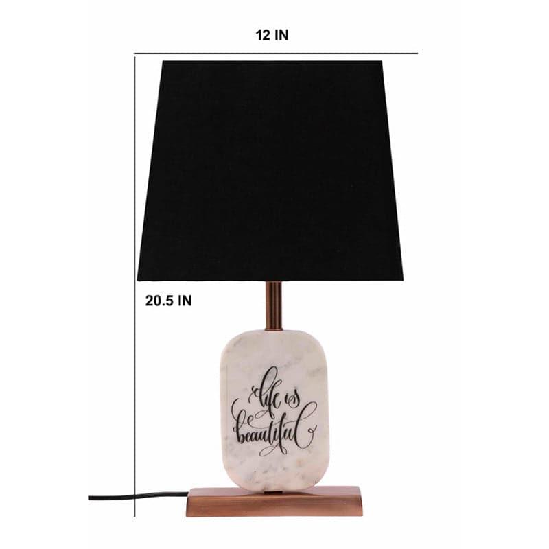 Life Light Printed Marble & Copper Base Fabric Table Lamp - Black,White media 5