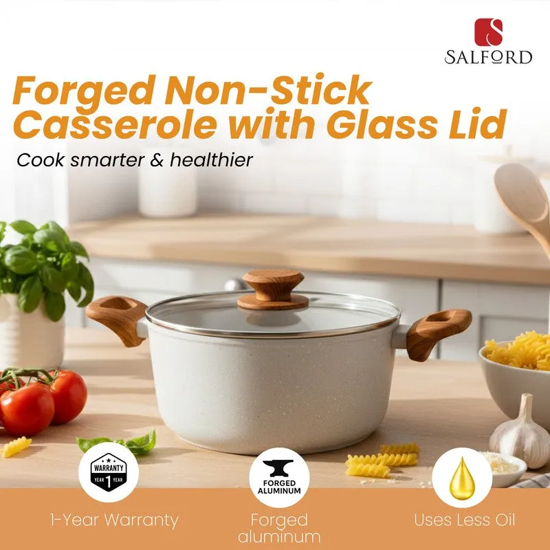 Salford Forged Non Stick Casserole with Glass Lid (White Spatter) - 4400 mL media 4