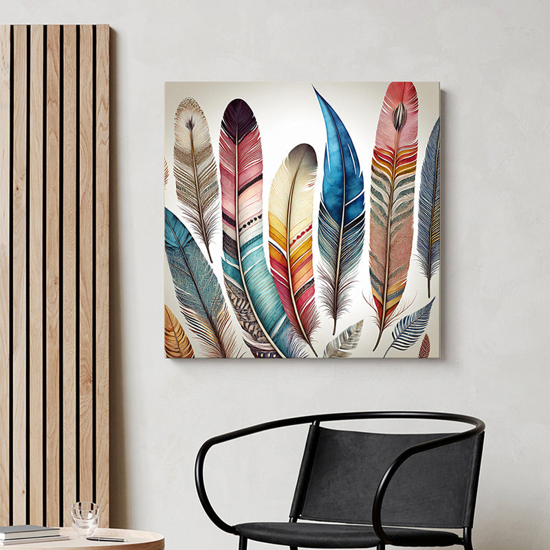 Colorful Boho Feathers Wall Painting
