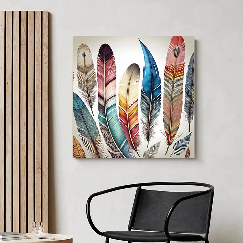 Colorful Boho Feathers Wall Painting media 1