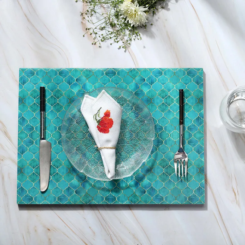Minted Mosaic Enamel Coated Table Mat (Teal) - Set Of Two media 4