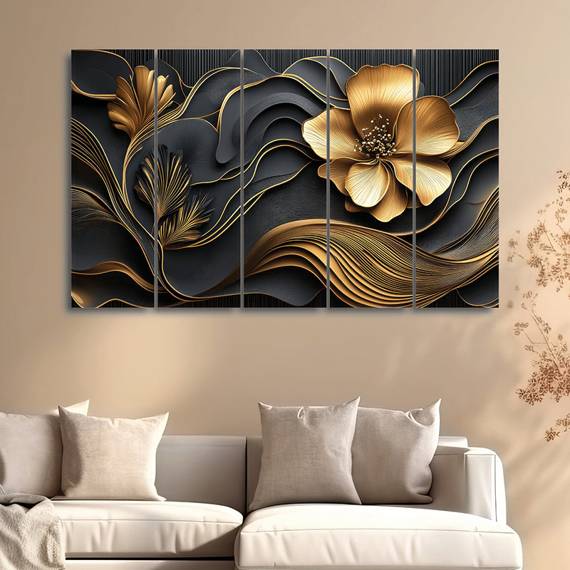 Flora Obsidia I Canvas Wall Art - Set Of Five