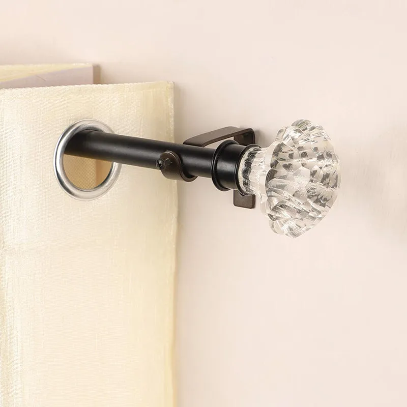 Etherea Extendable 1" Single Curtain Rod With Urn Finial & Brackets (White) media 1
