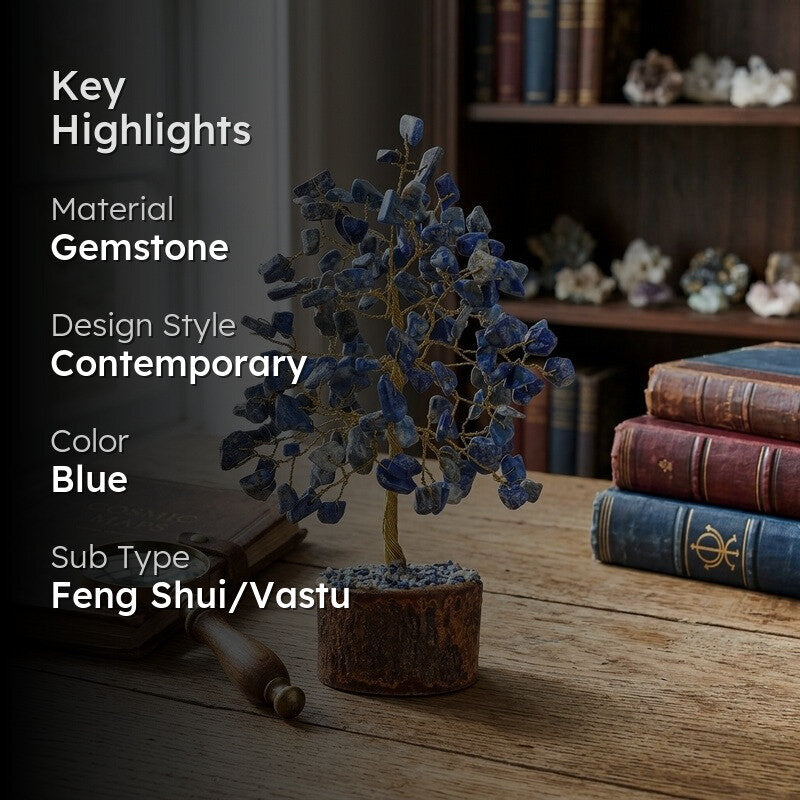 Wisdom Lapis Lazuli Gemstone Tree Decorative Showpiece media 2