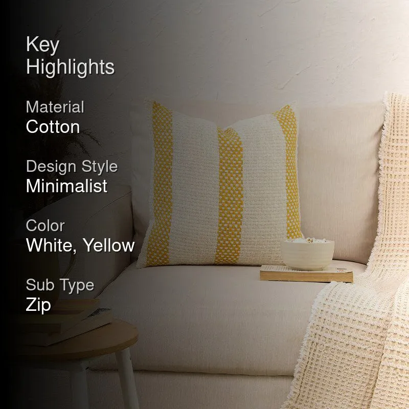Shivalik Striped Cushion Cover (Yellow) - Set Of Two media 2