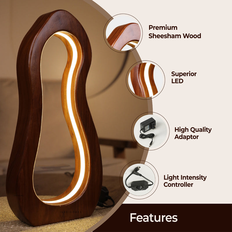 Sculpta Boho Wooden Table Lamp - Brown media 6