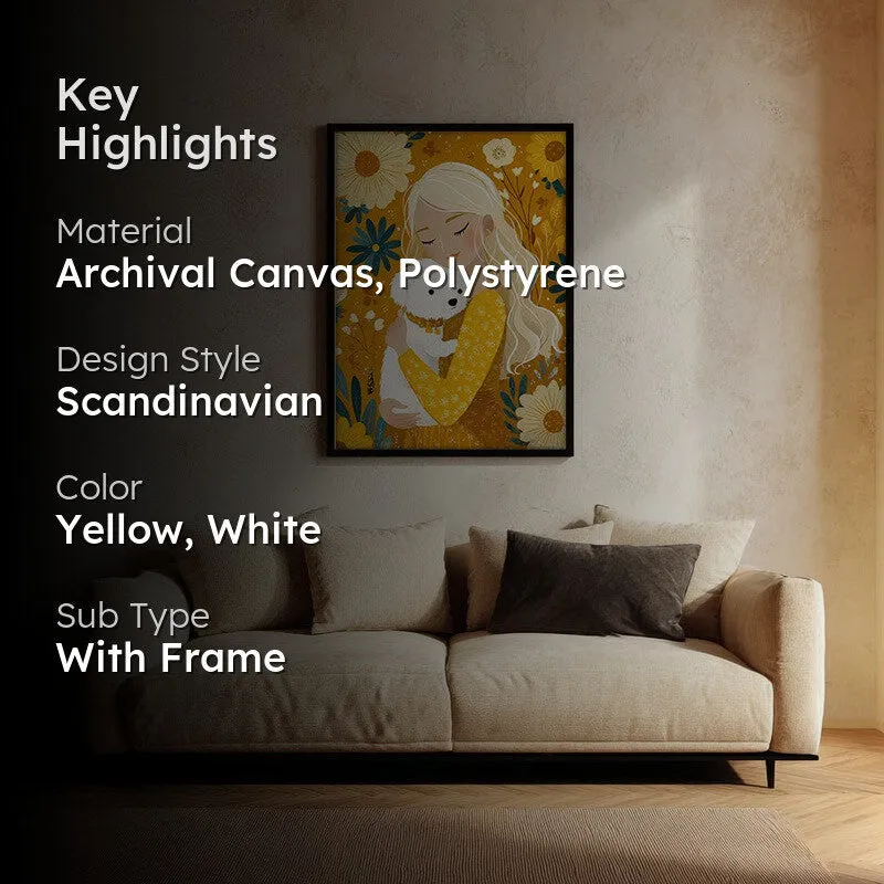 Petal Cuddle Canvas Wall Painting - Black Frame media 2
