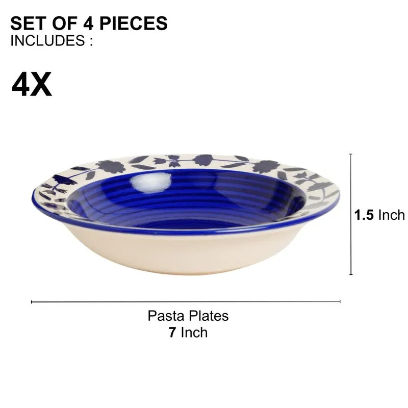 Regal Handcrafted Ceramic Pasta Plate (Blue) - Set Of Four media 6