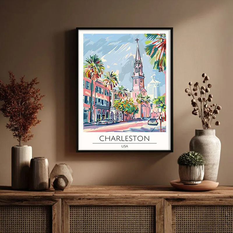 Vintage Charleston Framed Canvas Wall Painting media 3