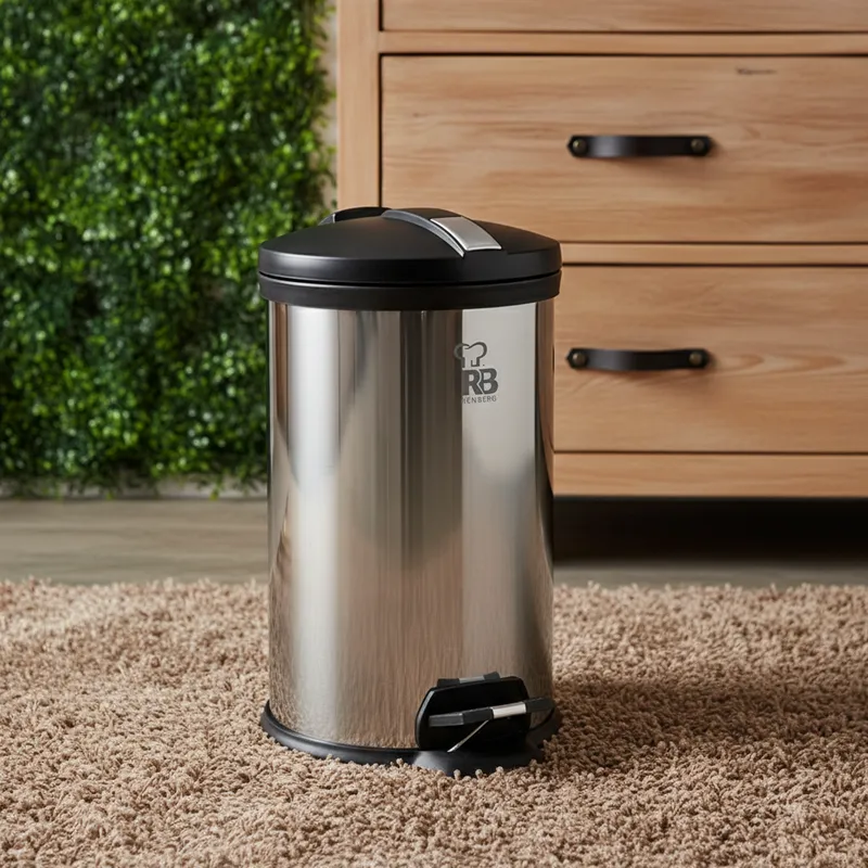 Bergner Silver Step Stainless Steel Pedal Dust Bin - 12,000 mL media 1