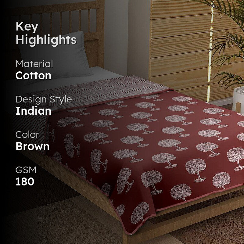 Moohina Reversible Cotton Dohar (Brown)  - 180 GSM media 2