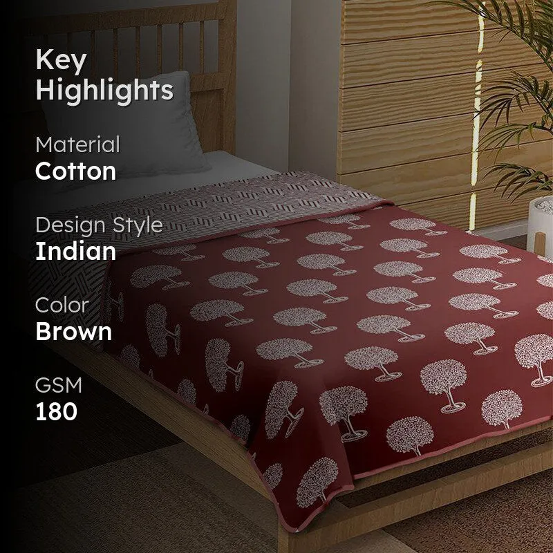 Moohina Reversible Cotton Dohar (Brown)  - 180 GSM media 2