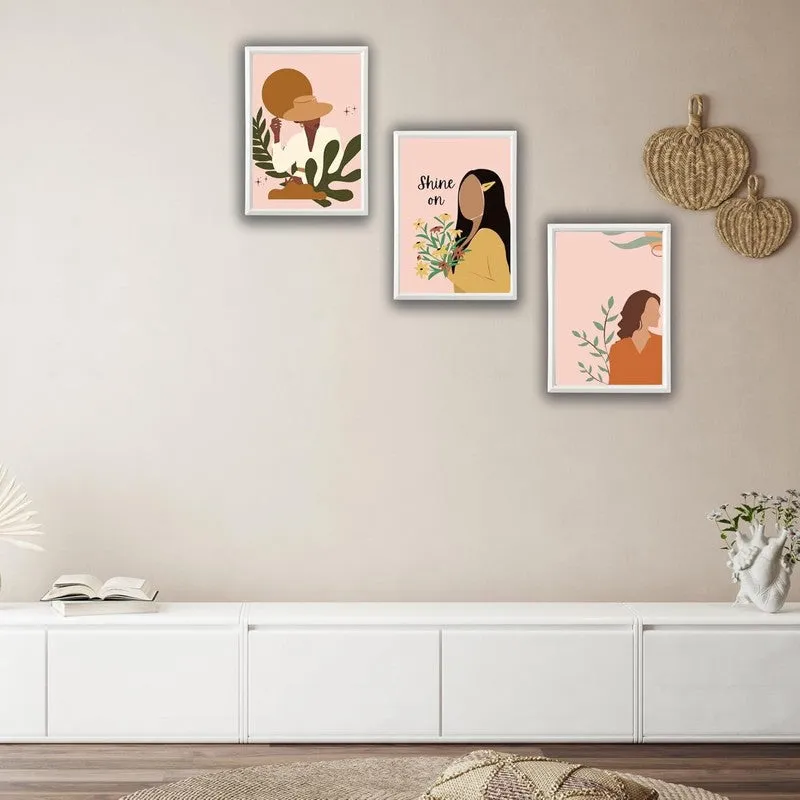 Sunlit Muse Paper Wall Painting With Frame - White media 4
