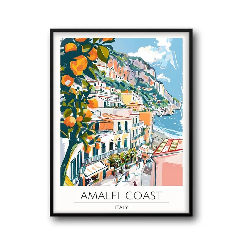 Vintage Amalfi Coast Framed Canvas Wall Painting media 5