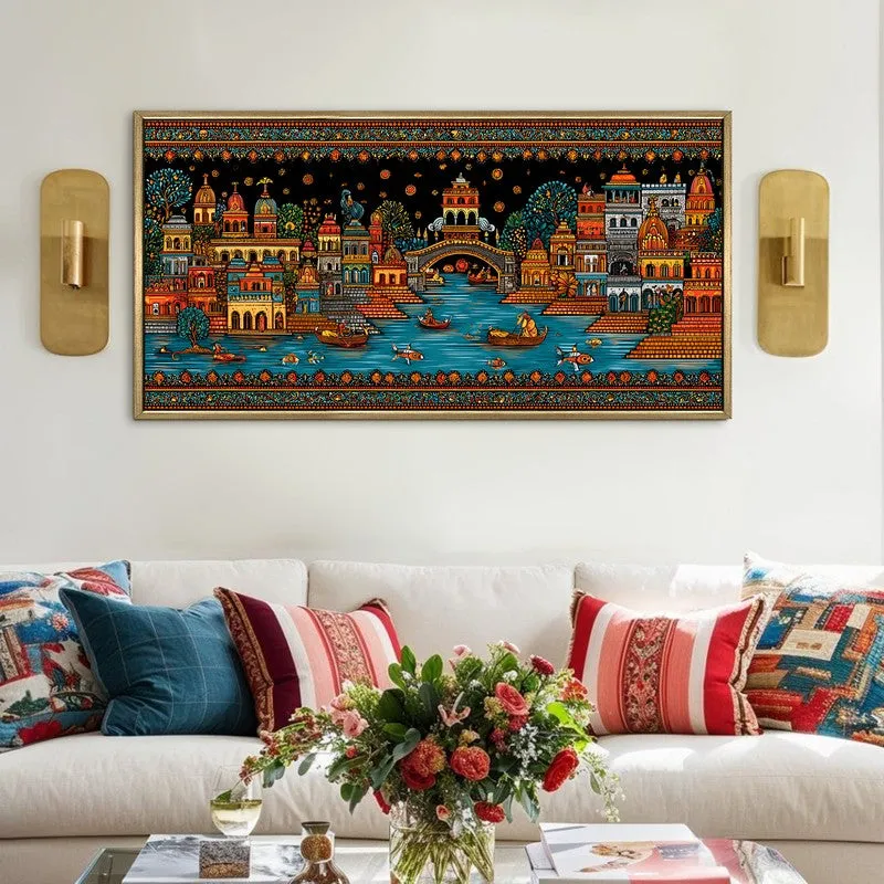 Vibrant Kashi Folk Wall Art media 3