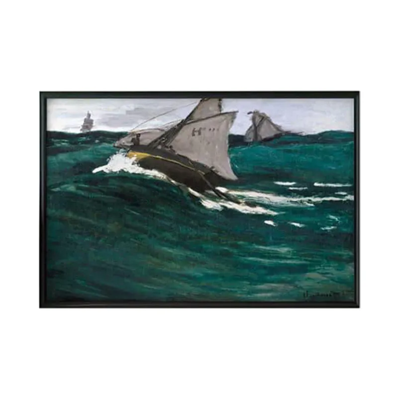 The Green Wave 1867 By Claude Monet - Black Frame media 6