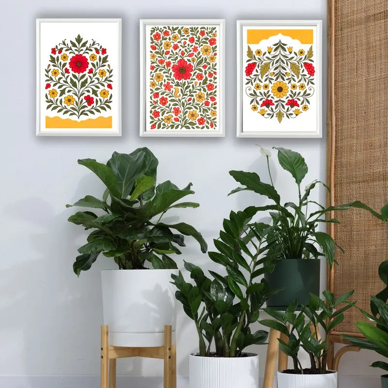 Indigo Garden Paper Wall Painting With Frame - White media 4