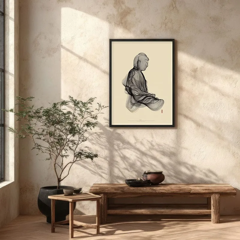 Resting Thought Buddha Archival Paper Wall Painting With Black Frame media 5